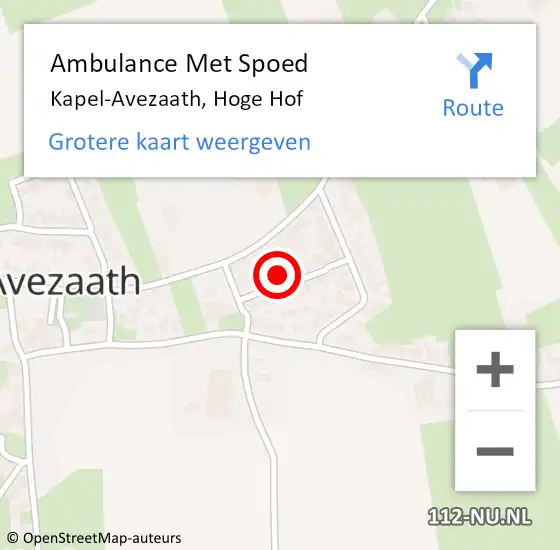 Locatie op kaart van de 112 melding: Ambulance Met Spoed Naar Kapel-Avezaath, Hoge Hof op 12 juli 2021 10:40