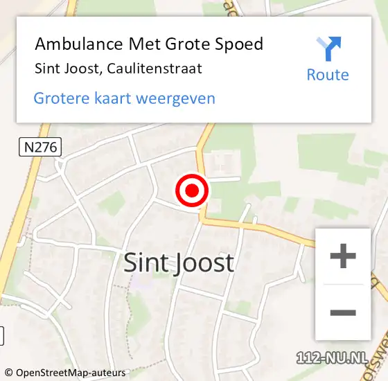 Locatie op kaart van de 112 melding: Ambulance Met Grote Spoed Naar Sint Joost, Caulitenstraat op 12 juli 2021 10:42