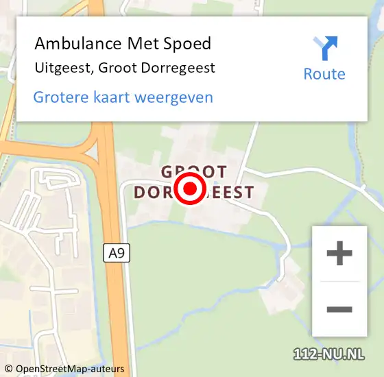 Locatie op kaart van de 112 melding: Ambulance Met Spoed Naar Uitgeest, Groot Dorregeest op 12 juli 2021 10:45