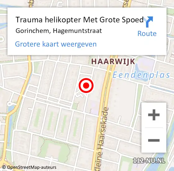 Locatie op kaart van de 112 melding: Trauma helikopter Met Grote Spoed Naar Gorinchem, Hagemuntstraat op 12 juli 2021 10:49