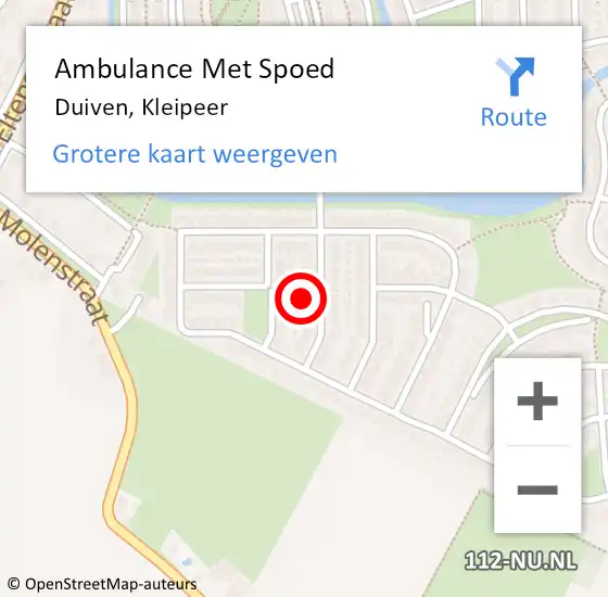 Locatie op kaart van de 112 melding: Ambulance Met Spoed Naar Duiven, Kleipeer op 12 juli 2021 10:56