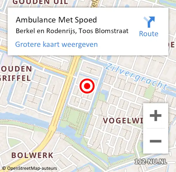 Locatie op kaart van de 112 melding: Ambulance Met Spoed Naar Berkel en Rodenrijs, Toos Blomstraat op 12 juli 2021 11:02