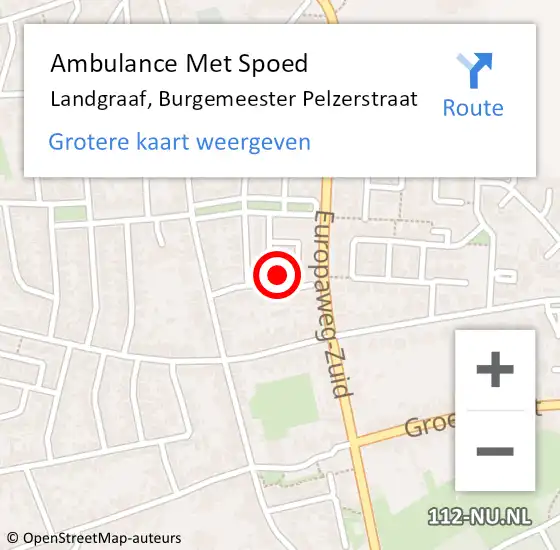 Locatie op kaart van de 112 melding: Ambulance Met Spoed Naar Landgraaf, Burgemeester Pelzerstraat op 12 juli 2021 11:05