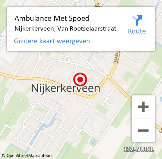 Locatie op kaart van de 112 melding: Ambulance Met Spoed Naar Nijkerkerveen, Van Rootselaarstraat op 12 juli 2021 11:12