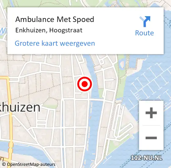 Locatie op kaart van de 112 melding: Ambulance Met Spoed Naar Enkhuizen, Hoogstraat op 12 juli 2021 11:12