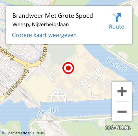 Locatie op kaart van de 112 melding: Brandweer Met Grote Spoed Naar Weesp, Nijverheidslaan op 12 juli 2021 11:14