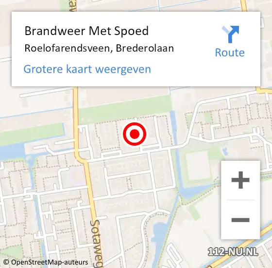 Locatie op kaart van de 112 melding: Brandweer Met Spoed Naar Roelofarendsveen, Brederolaan op 12 juli 2021 11:15