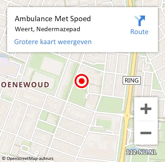 Locatie op kaart van de 112 melding: Ambulance Met Spoed Naar Weert, Nedermazepad op 12 juli 2021 11:15