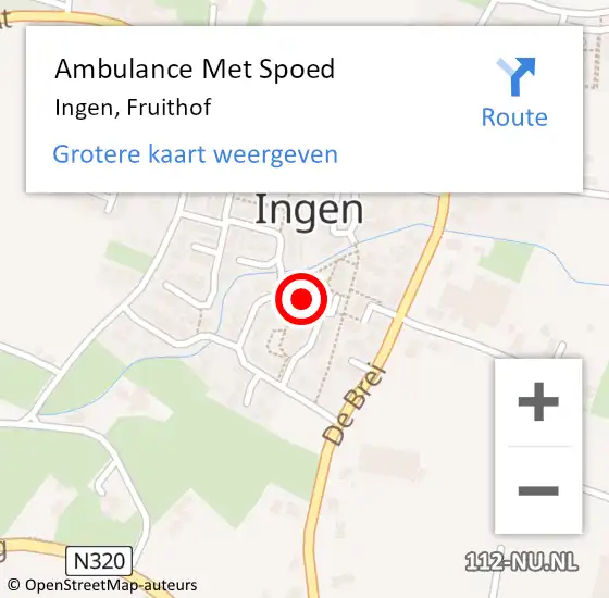 Locatie op kaart van de 112 melding: Ambulance Met Spoed Naar Ingen, Fruithof op 12 juli 2021 11:22