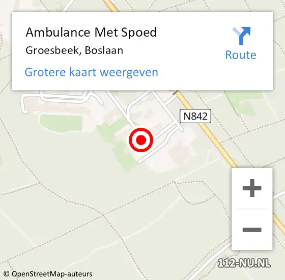 Locatie op kaart van de 112 melding: Ambulance Met Spoed Naar Groesbeek, Boslaan op 12 juli 2021 11:24