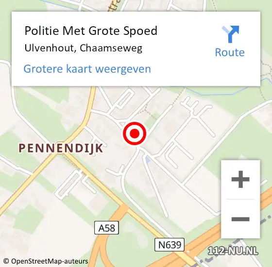 Locatie op kaart van de 112 melding: Politie Met Grote Spoed Naar Ulvenhout, Chaamseweg op 12 juli 2021 11:25