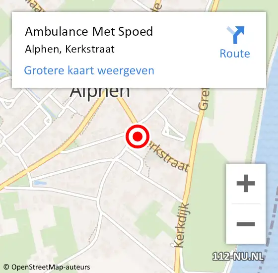 Locatie op kaart van de 112 melding: Ambulance Met Spoed Naar Alphen, Kerkstraat op 12 juli 2021 11:32