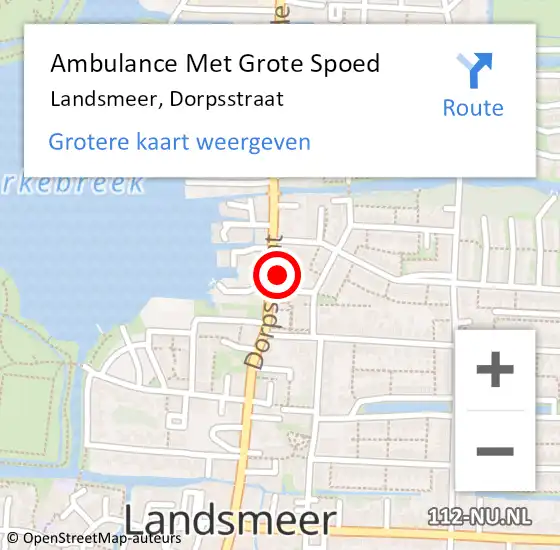 Locatie op kaart van de 112 melding: Ambulance Met Grote Spoed Naar Landsmeer, Dorpsstraat op 12 juli 2021 11:44