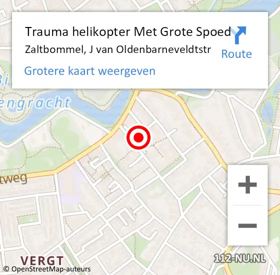 Locatie op kaart van de 112 melding: Trauma helikopter Met Grote Spoed Naar Zaltbommel, J van Oldenbarneveldtstr op 12 juli 2021 12:21