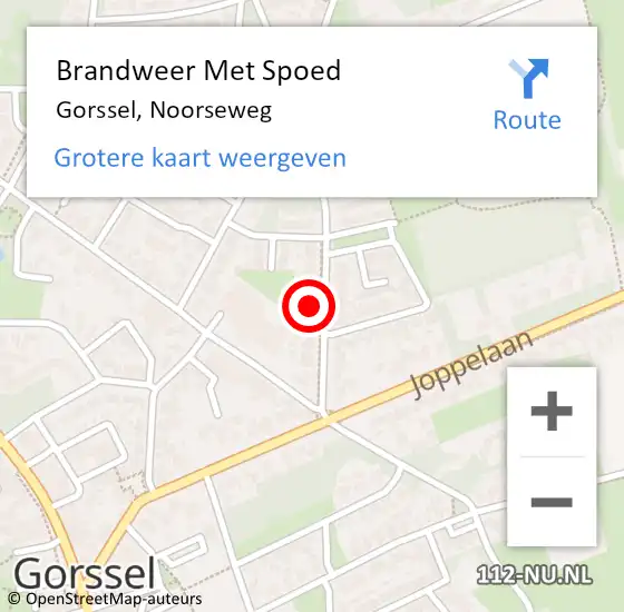 Locatie op kaart van de 112 melding: Brandweer Met Spoed Naar Gorssel, Noorseweg op 12 juli 2021 12:29