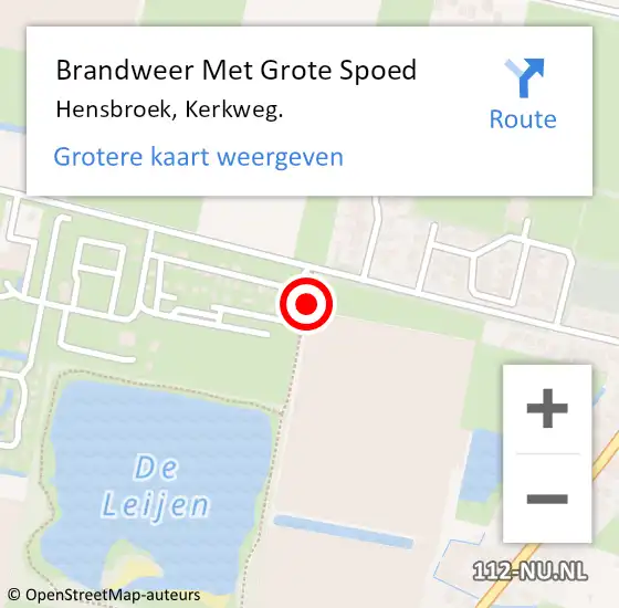 Locatie op kaart van de 112 melding: Brandweer Met Grote Spoed Naar Hensbroek, Kerkweg. op 12 juli 2021 12:50