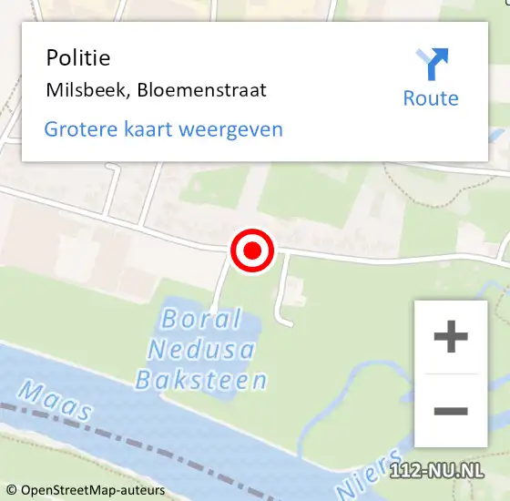 Locatie op kaart van de 112 melding: Politie Milsbeek, Bloemenstraat op 12 juli 2021 12:52