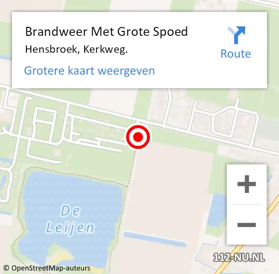 Locatie op kaart van de 112 melding: Brandweer Met Grote Spoed Naar Hensbroek, Kerkweg. op 12 juli 2021 12:53