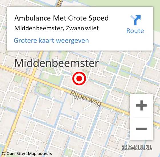 Locatie op kaart van de 112 melding: Ambulance Met Grote Spoed Naar Middenbeemster, Zwaansvliet op 12 juli 2021 12:59