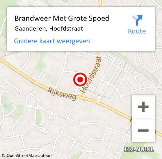 Locatie op kaart van de 112 melding: Brandweer Met Grote Spoed Naar Gaanderen, Hoofdstraat op 12 juli 2021 13:01