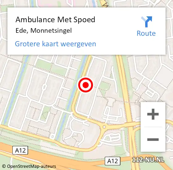 Locatie op kaart van de 112 melding: Ambulance Met Spoed Naar Ede, Monnetsingel op 12 juli 2021 13:01