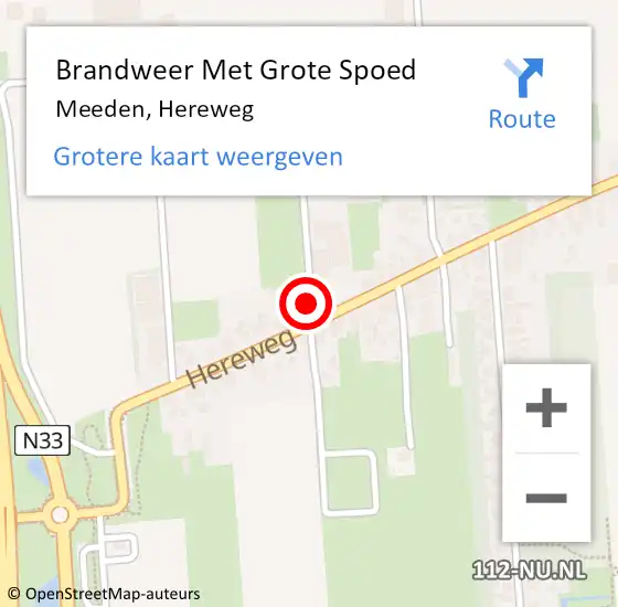 Locatie op kaart van de 112 melding: Brandweer Met Grote Spoed Naar Meeden, Hereweg op 12 juli 2021 13:05