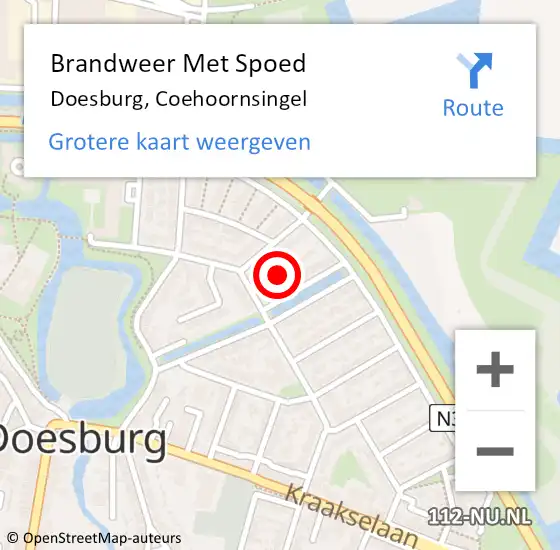 Locatie op kaart van de 112 melding: Brandweer Met Spoed Naar Doesburg, Coehoornsingel op 12 juli 2021 13:13