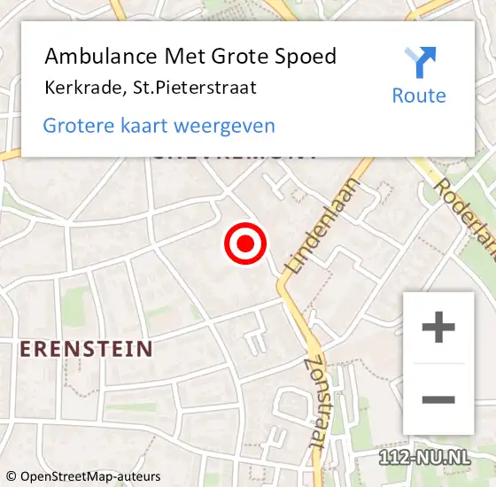 Locatie op kaart van de 112 melding: Ambulance Met Grote Spoed Naar Kerkrade, St.Pieterstraat op 12 juli 2021 13:27