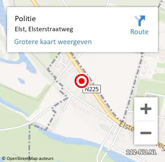 Locatie op kaart van de 112 melding: Politie Elst, Elsterstraatweg op 12 juli 2021 13:30