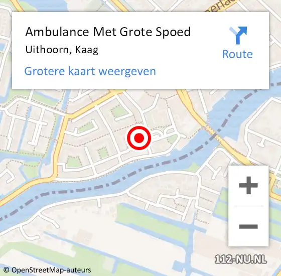 Locatie op kaart van de 112 melding: Ambulance Met Grote Spoed Naar Uithoorn, Kaag op 12 juli 2021 13:51