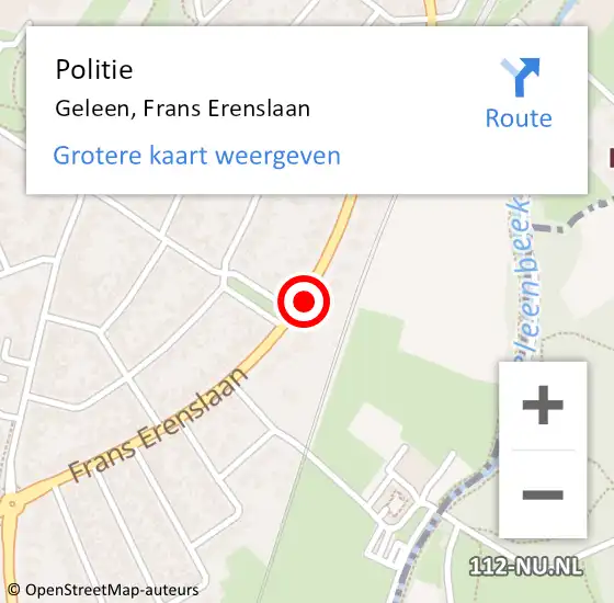 Locatie op kaart van de 112 melding: Politie Geleen, Frans Erenslaan op 12 juli 2021 14:01