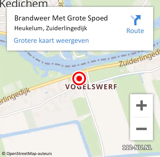 Locatie op kaart van de 112 melding: Brandweer Met Grote Spoed Naar Heukelum, Zuiderlingedijk op 12 juli 2021 14:29