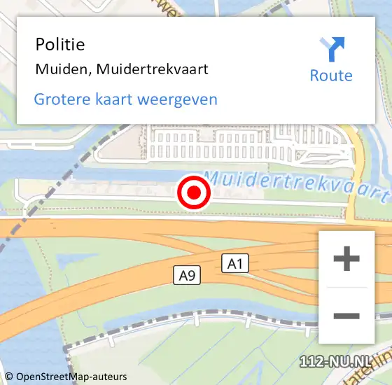 Locatie op kaart van de 112 melding: Politie Muiden, Muidertrekvaart op 12 juli 2021 14:44