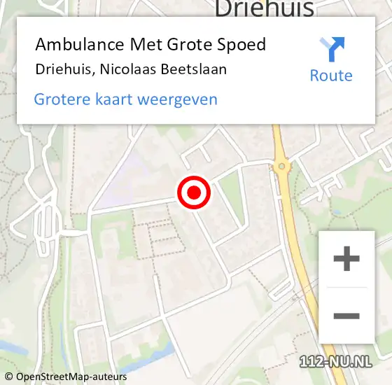 Locatie op kaart van de 112 melding: Ambulance Met Grote Spoed Naar Driehuis, Nicolaas Beetslaan op 12 juli 2021 14:55