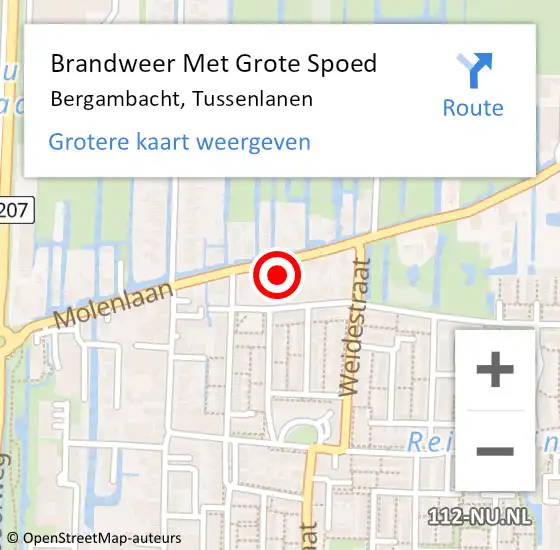 Locatie op kaart van de 112 melding: Brandweer Met Grote Spoed Naar Bergambacht, Tussenlanen op 12 juli 2021 15:06