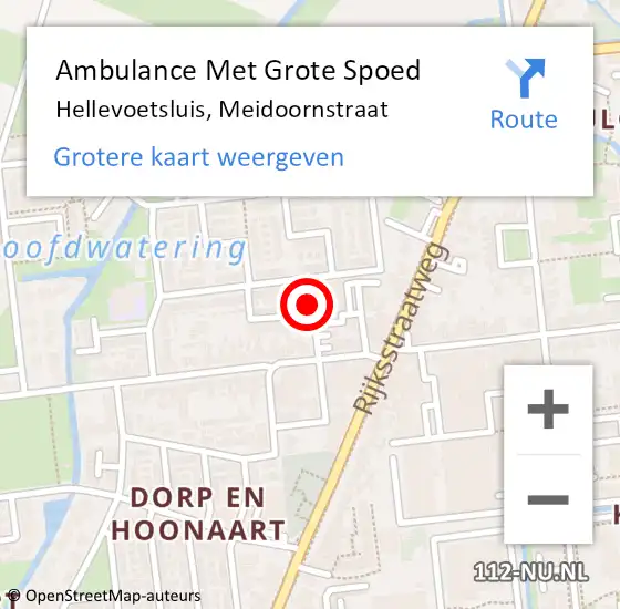 Locatie op kaart van de 112 melding: Ambulance Met Grote Spoed Naar Hellevoetsluis, Meidoornstraat op 12 juli 2021 15:07