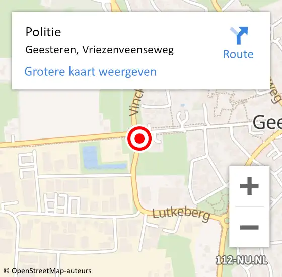 Locatie op kaart van de 112 melding: Politie Geesteren, Vriezenveenseweg op 12 juli 2021 15:16