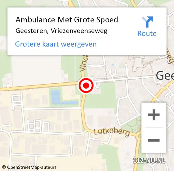 Locatie op kaart van de 112 melding: Ambulance Met Grote Spoed Naar Geesteren, Vriezenveenseweg op 12 juli 2021 15:17