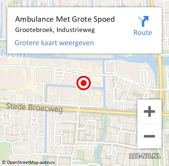 Locatie op kaart van de 112 melding: Ambulance Met Grote Spoed Naar Grootebroek, Industrieweg op 12 juli 2021 15:30