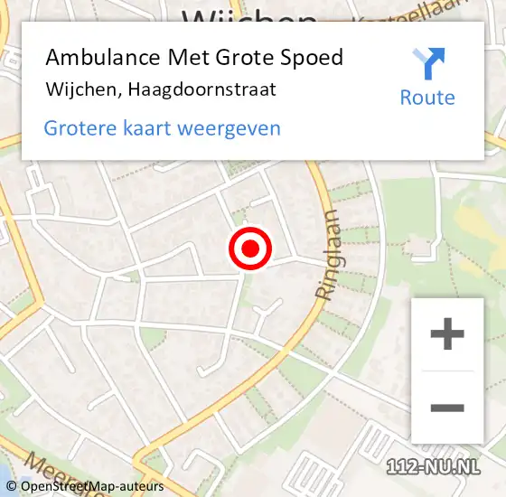 Locatie op kaart van de 112 melding: Ambulance Met Grote Spoed Naar Wijchen, Haagdoornstraat op 12 juli 2021 15:34