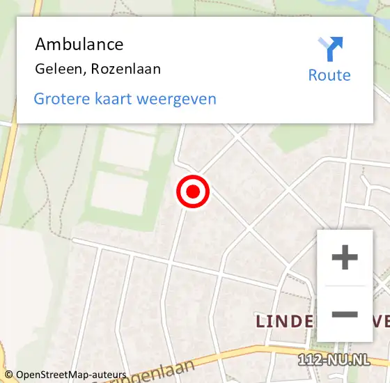 Locatie op kaart van de 112 melding: Ambulance Geleen, Rozenlaan op 16 juni 2014 10:23