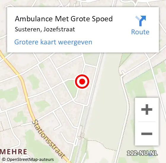 Locatie op kaart van de 112 melding: Ambulance Met Grote Spoed Naar Susteren, Jozefstraat op 12 juli 2021 15:42