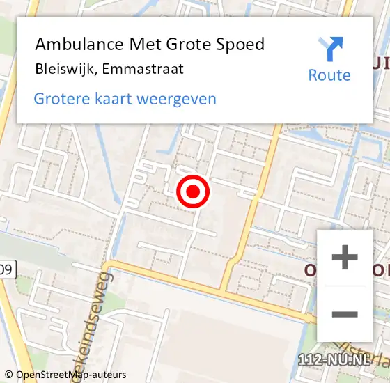 Locatie op kaart van de 112 melding: Ambulance Met Grote Spoed Naar Bleiswijk, Emmastraat op 12 juli 2021 15:44