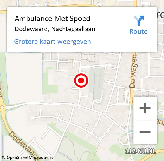 Locatie op kaart van de 112 melding: Ambulance Met Spoed Naar Dodewaard, Nachtegaallaan op 12 juli 2021 16:05