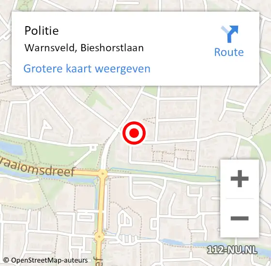 Locatie op kaart van de 112 melding: Politie Warnsveld, Bieshorstlaan op 12 juli 2021 16:25