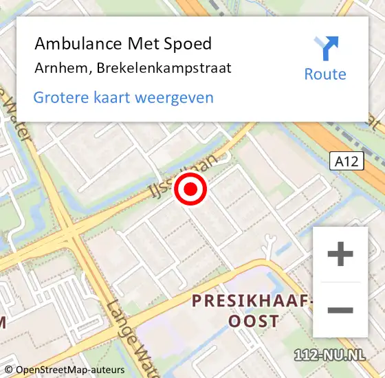 Locatie op kaart van de 112 melding: Ambulance Met Spoed Naar Arnhem, Brekelenkampstraat op 12 juli 2021 16:33