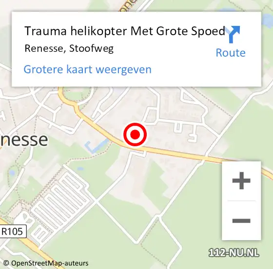 Locatie op kaart van de 112 melding: Trauma helikopter Met Grote Spoed Naar Renesse, Stoofweg op 12 juli 2021 16:36