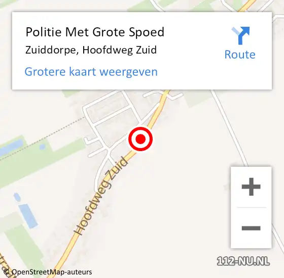 Locatie op kaart van de 112 melding: Politie Met Grote Spoed Naar Zuiddorpe, Hoofdweg Zuid op 12 juli 2021 16:41