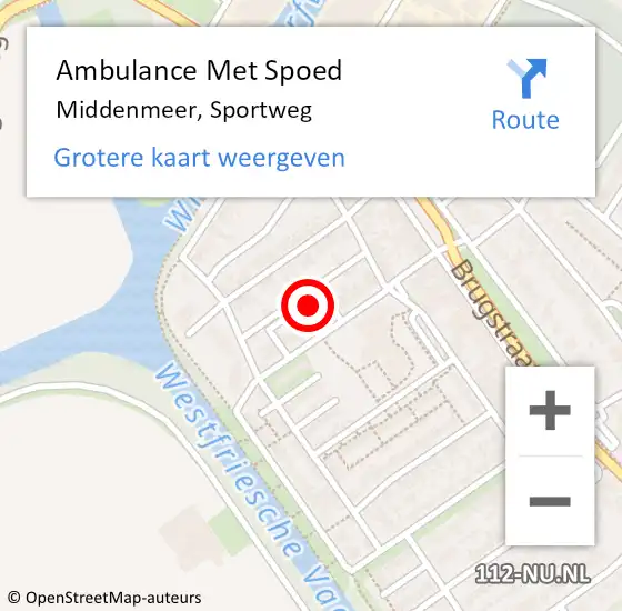 Locatie op kaart van de 112 melding: Ambulance Met Spoed Naar Middenmeer, Sportweg op 12 juli 2021 16:44