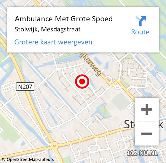 Locatie op kaart van de 112 melding: Ambulance Met Grote Spoed Naar Stolwijk, Mesdagstraat op 12 juli 2021 16:45